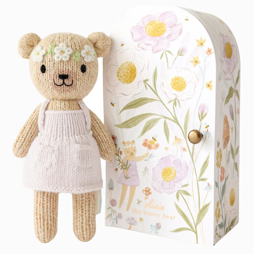 Tiny Olivia the Honey Bear Hand-Knit Doll