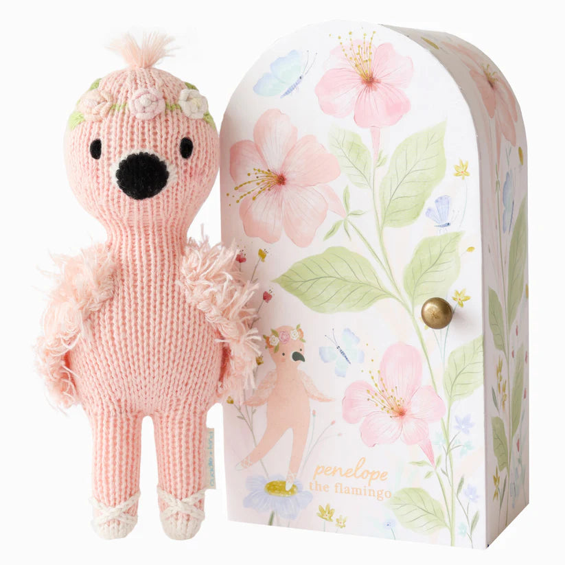 Tiny Penelope the Flamingo Hand-Knit Doll