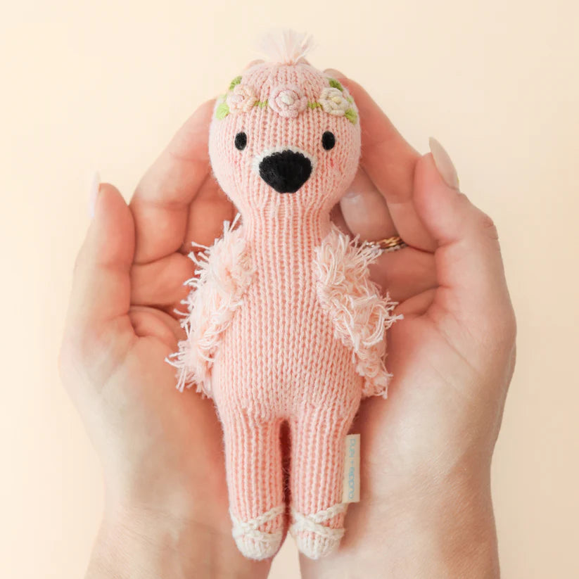 Tiny Penelope the Flamingo Hand-Knit Doll