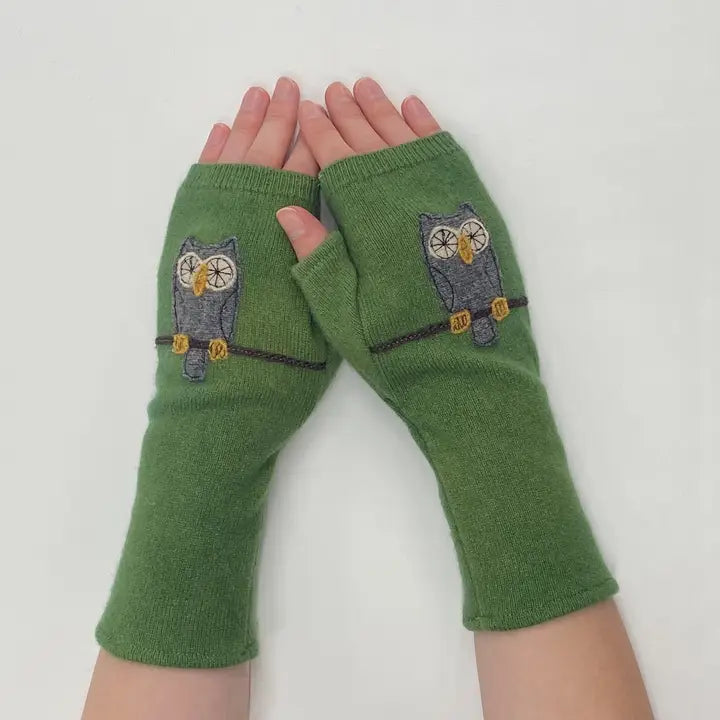 Fingerless Cashmere Gloves | Owl