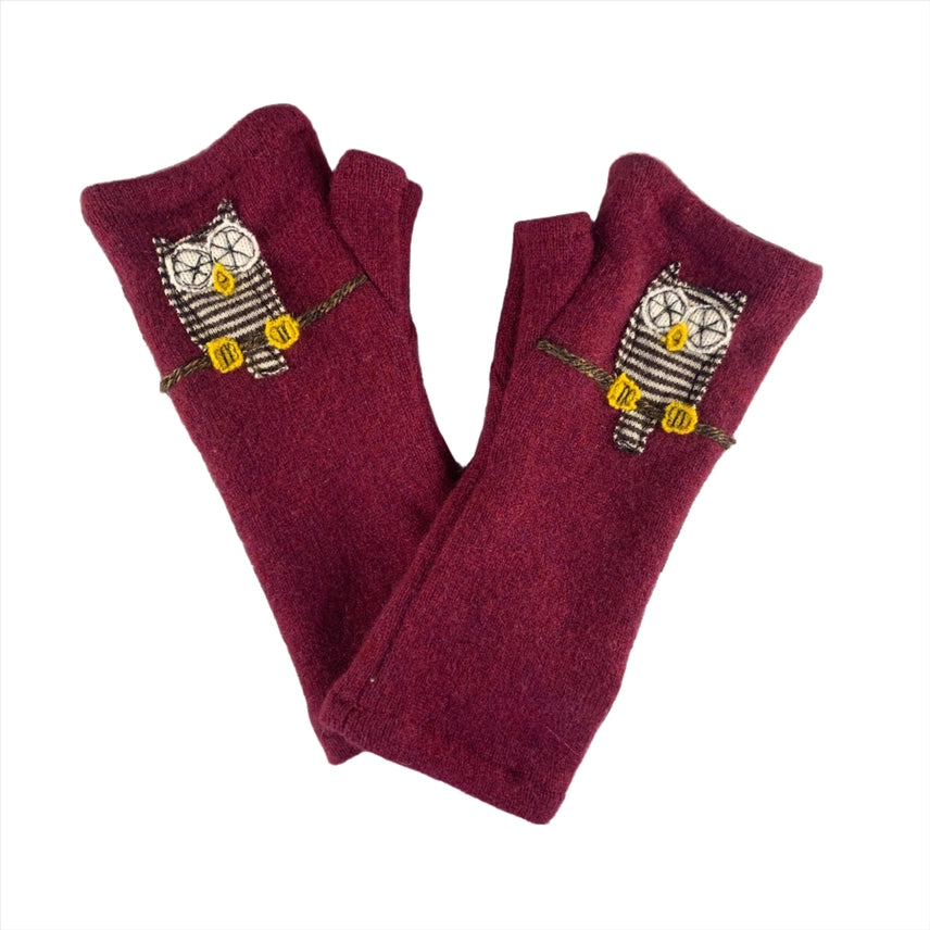 Fingerless Cashmere Gloves | Owl