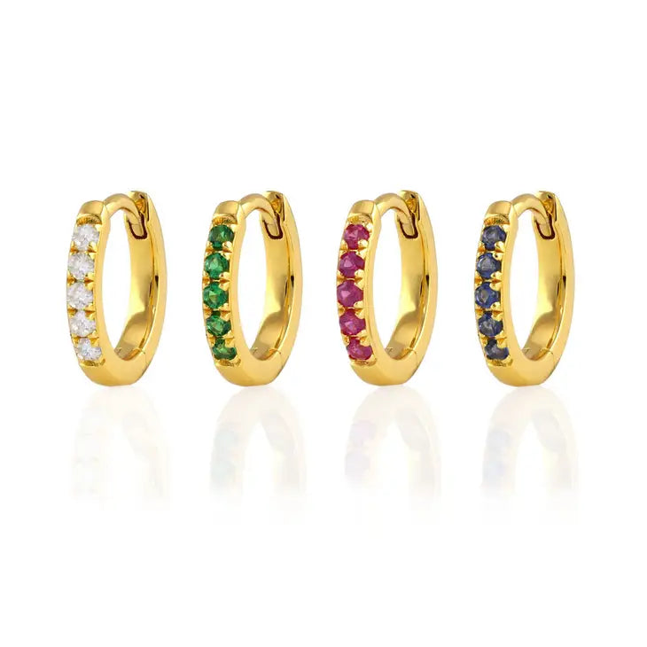Crystal Huggie Hoop Earrings | Gold