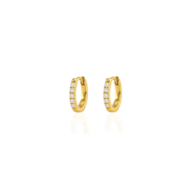 Crystal Huggie Hoop Earrings | Gold