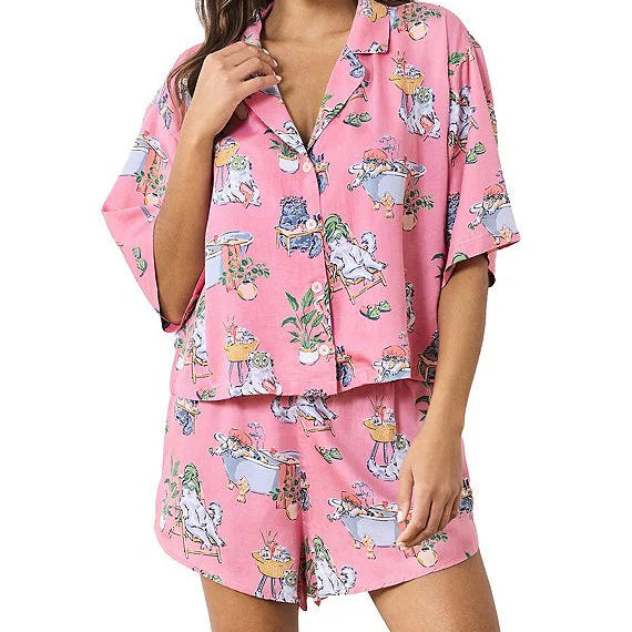 Short PJ Set | Eco Satin Sweet Dreams Set in Spa Day Pink Polish