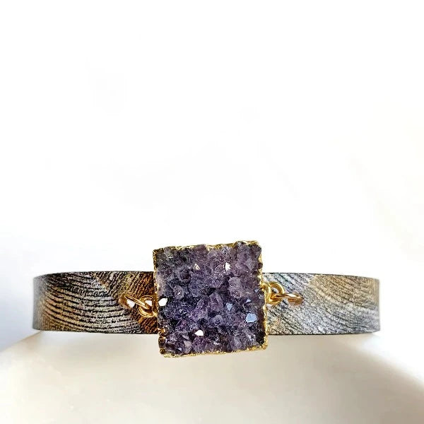 Arles Leather Druzy Cuff