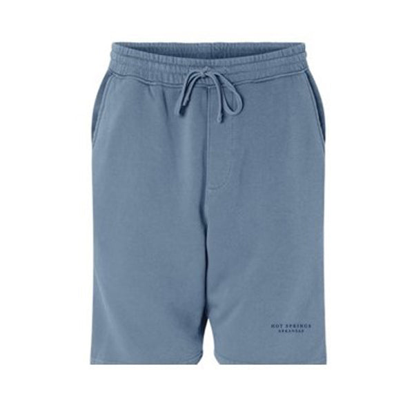 Hot Springs Embroidered Dyed Sweat Shorts | Navy Blue Thread