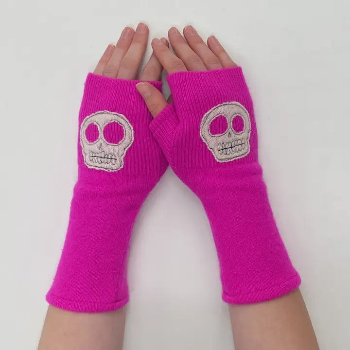 Fingerless Cashmere Gloves | Skull