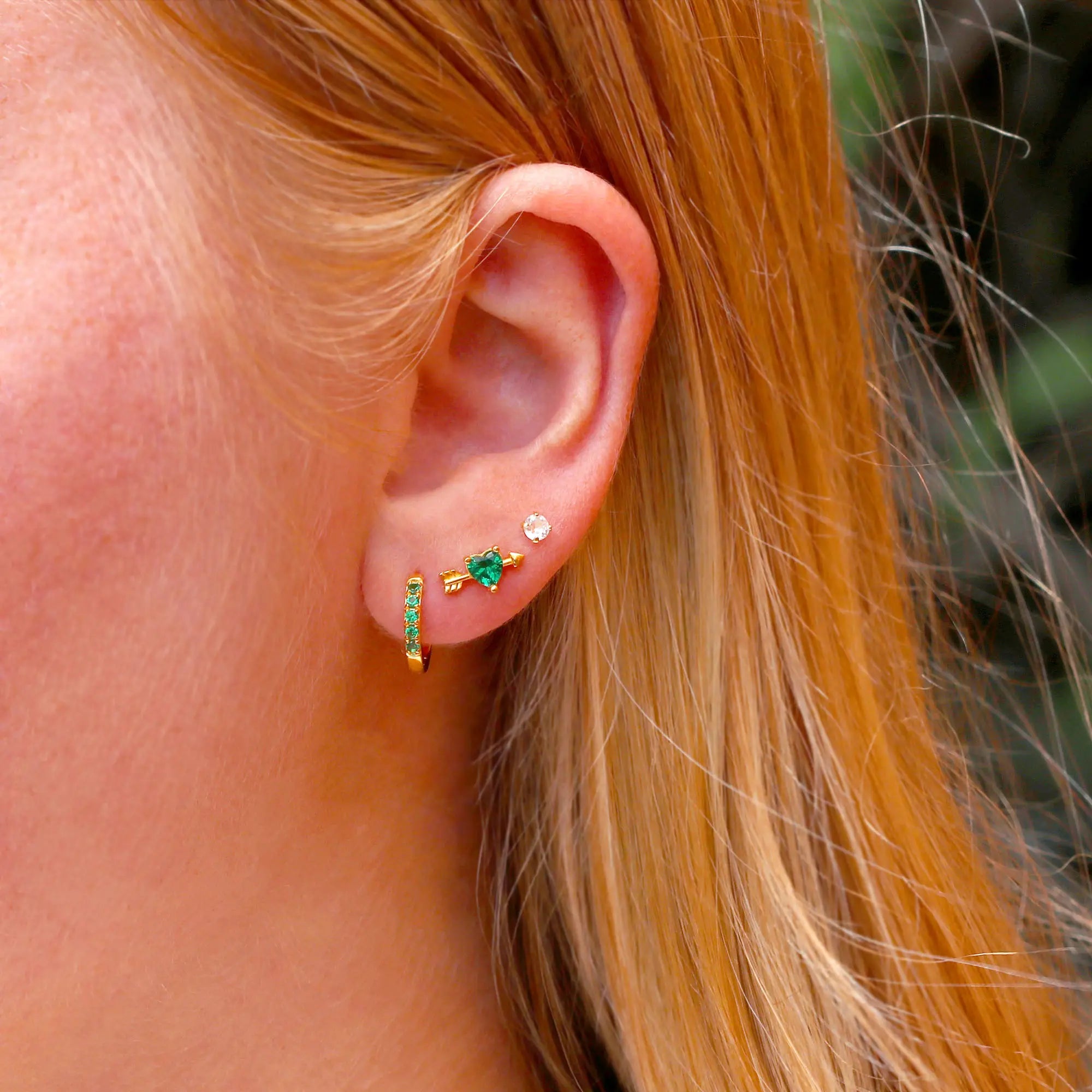Crystal Huggie Hoop Earrings | Gold
