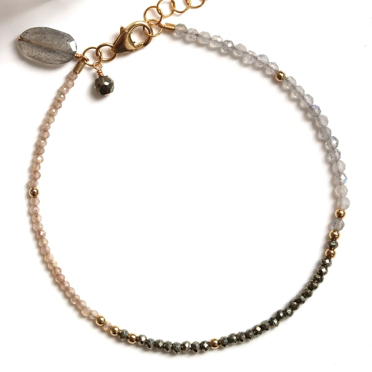 Labradorite, Pyrite and Zircon Bracelet