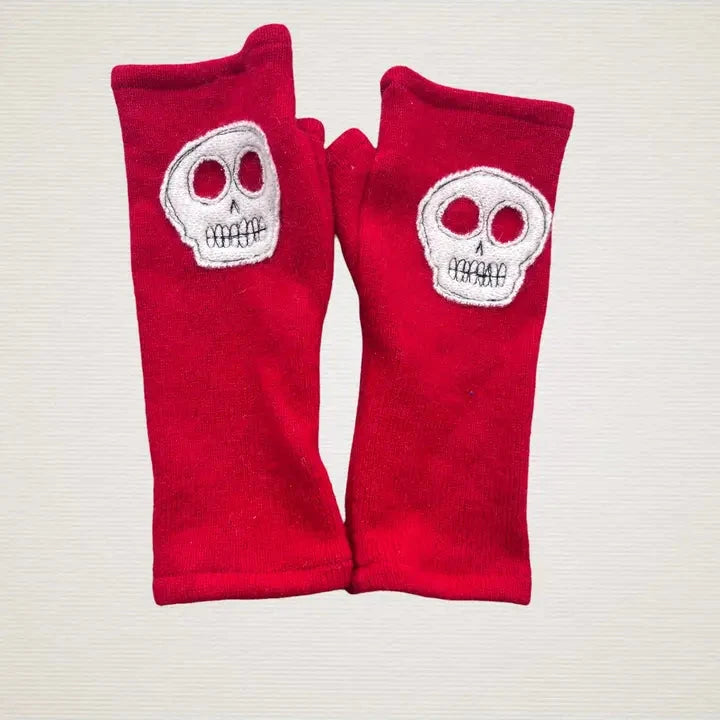 Fingerless Cashmere Gloves | Skull