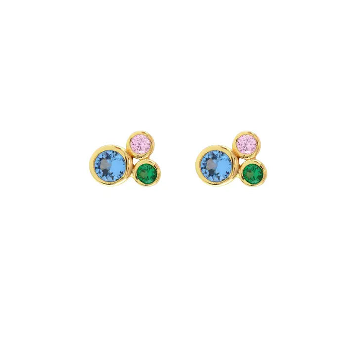 Modernist Bezel Crystal Stud Earrings
