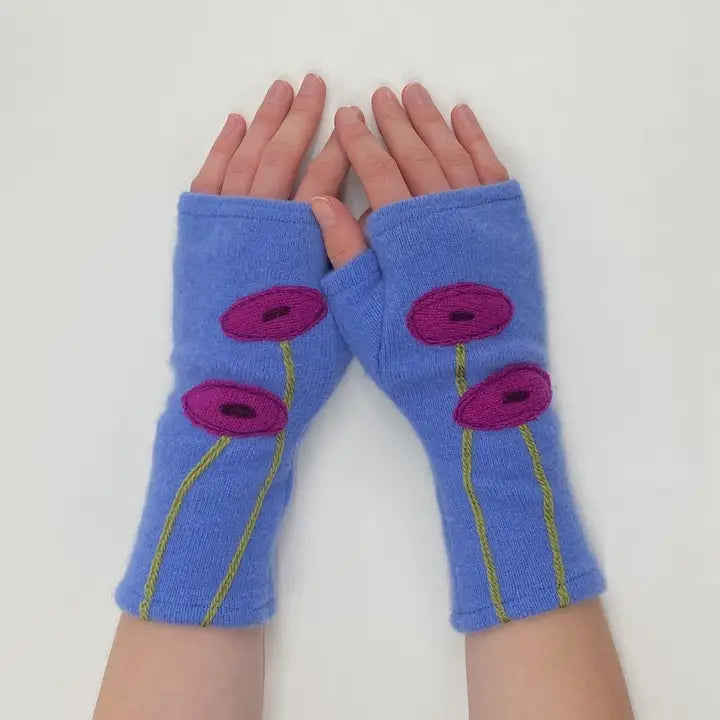 Fingerless Cashmere Gloves | Oval Poppy