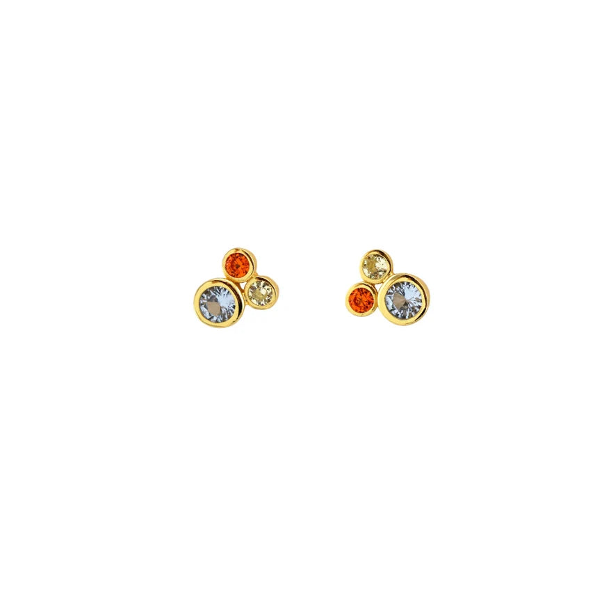 Modernist Bezel Crystal Stud Earrings
