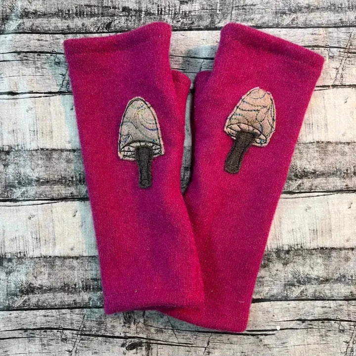 Fingerless Cashmere Gloves | Mushroom