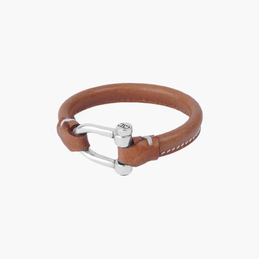 Silver Plated Clasp Leather Bracelet