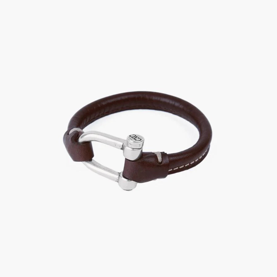 Silver Plated Clasp Leather Bracelet