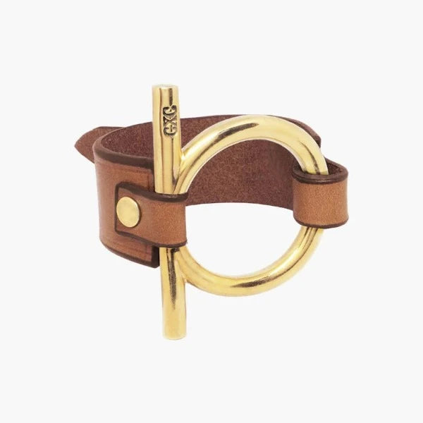 Omega Camel Leather Toggle Clasp Bracelet