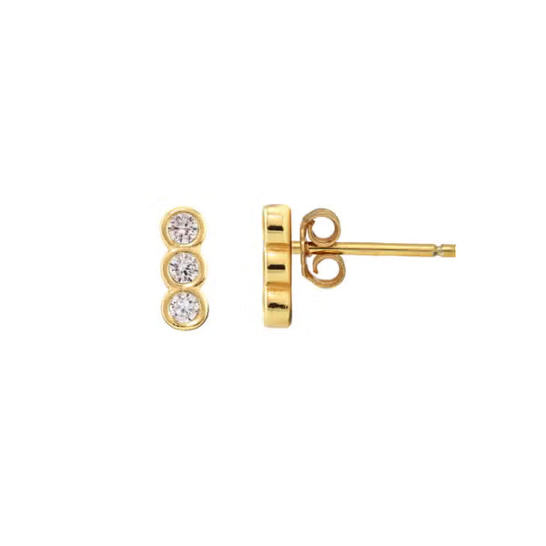 Triple Bezel Crystal Stud Earrings