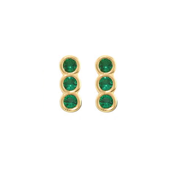 Triple Bezel Crystal Stud Earrings