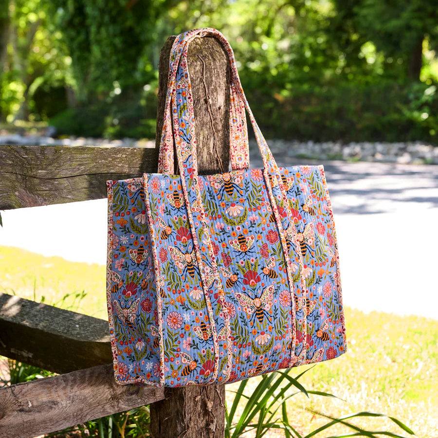 Bee Tapestry Traveler Tote | Delphinium Blue