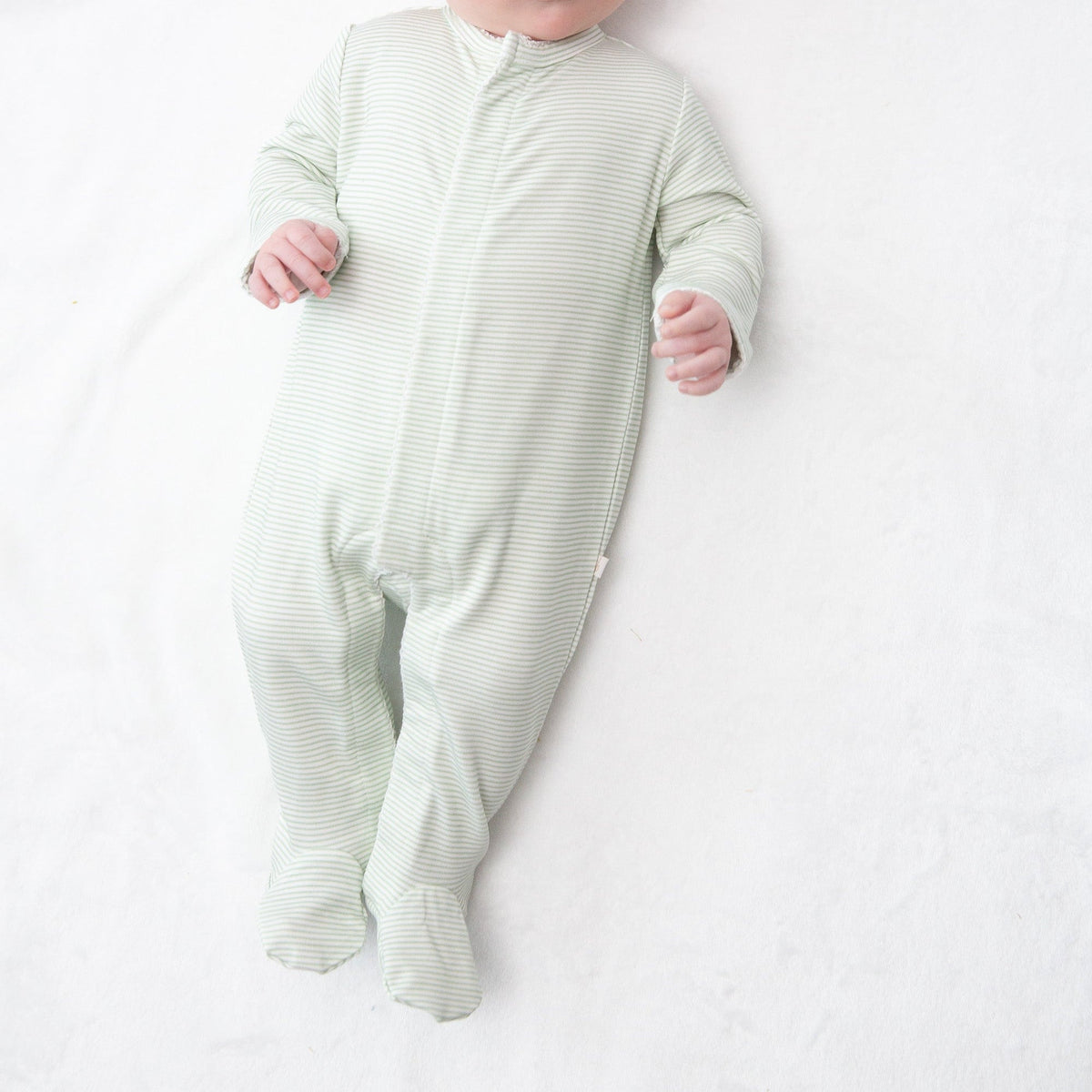Snap Romper | Willow Green Stripes