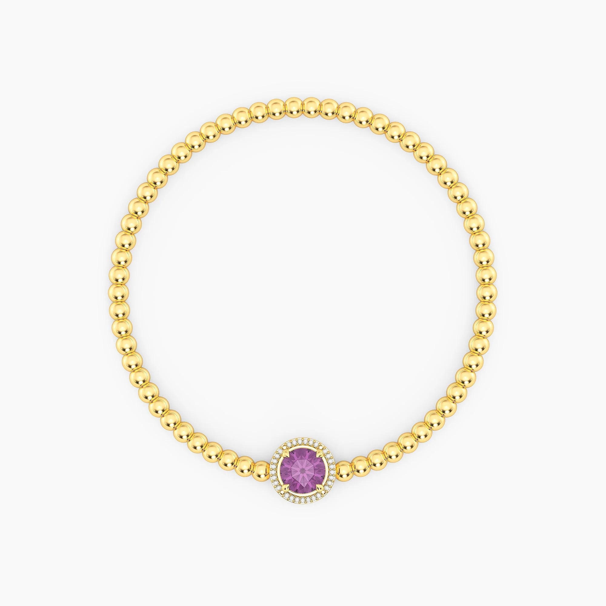 Birthstone Beaded Bracelet | Gold