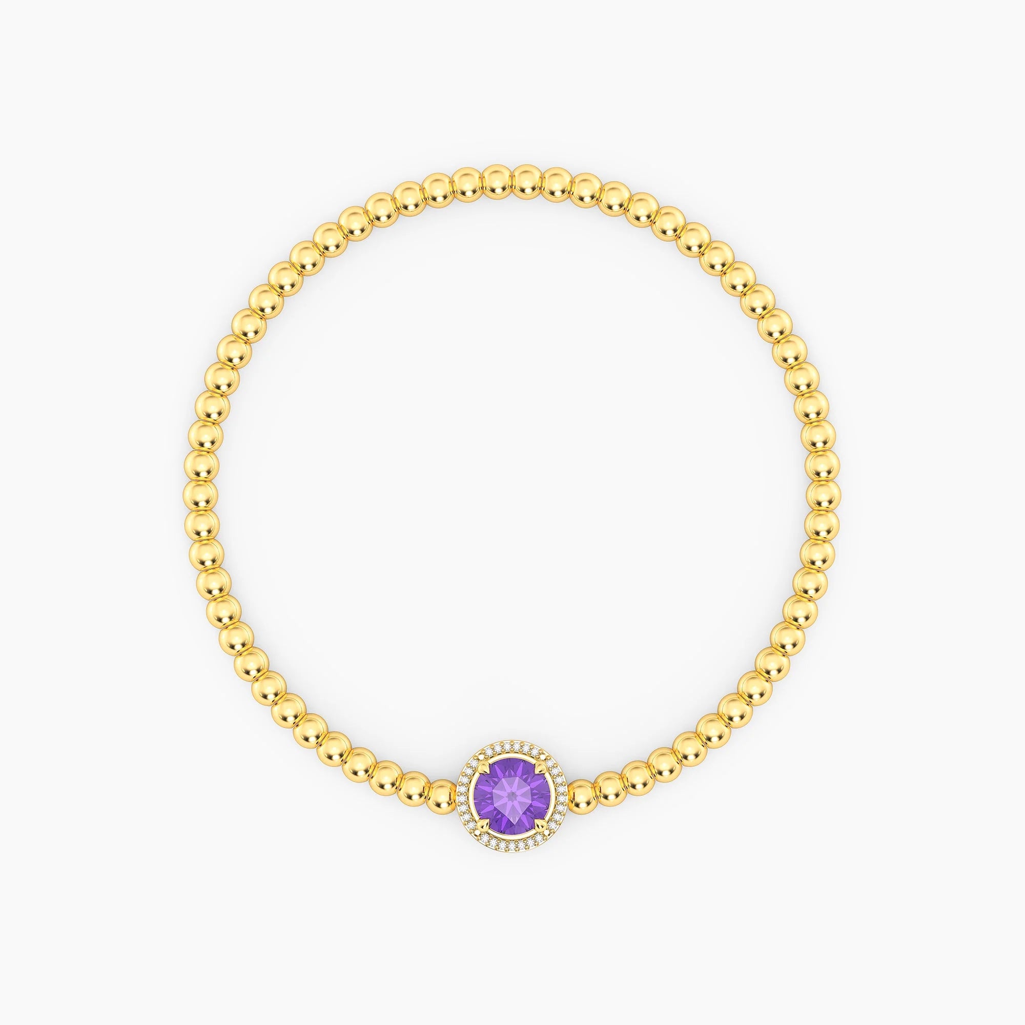 Birthstone Beaded Bracelet | Gold