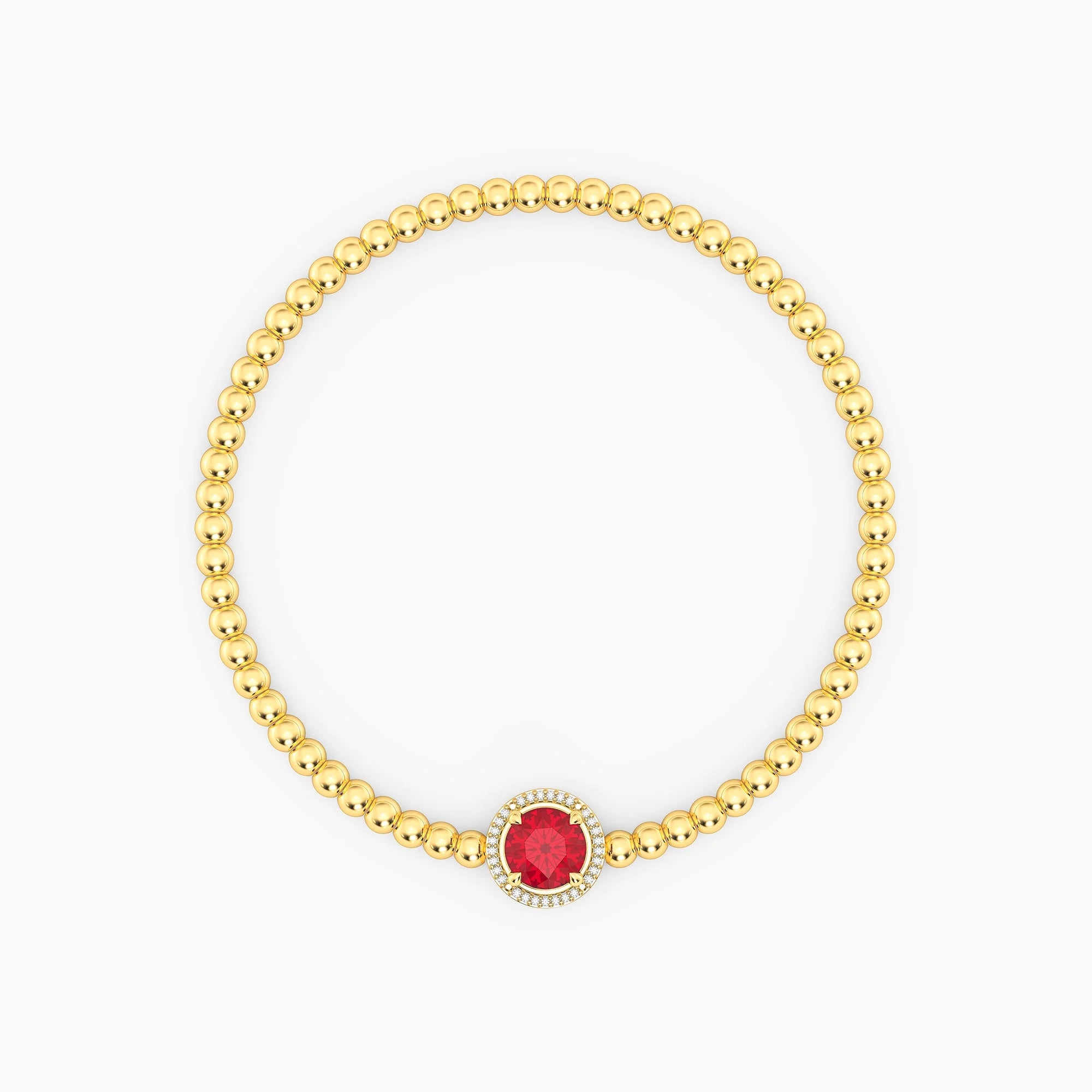 Birthstone Beaded Bracelet | Gold
