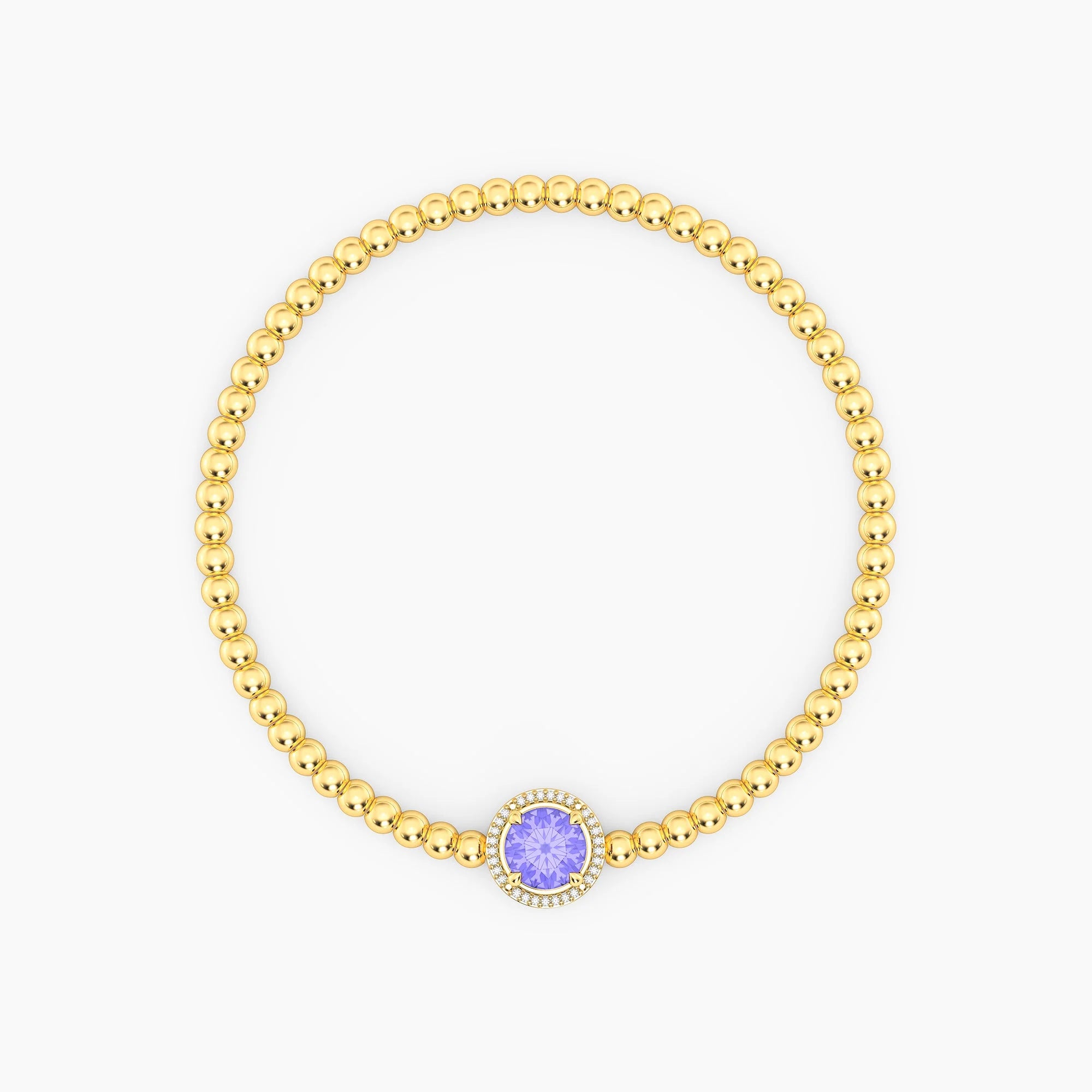 Birthstone Beaded Bracelet | Gold