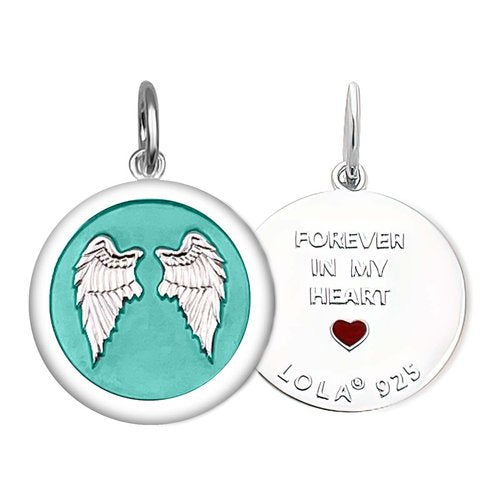 Lola Angel Wings Heart Pendant |  Silver