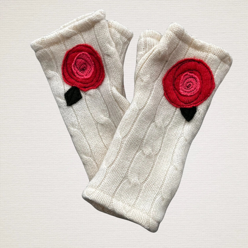 Fingerless Cashmere Gloves | Blooming Rose