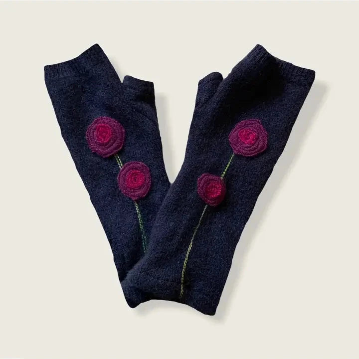 Fingerless Cashmere Gloves | Double Blooming Rose