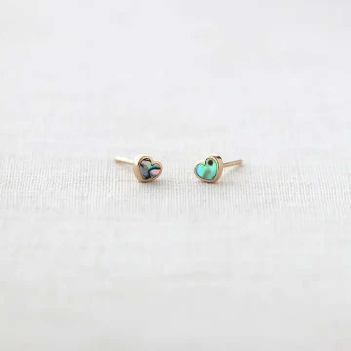 Abalone Heart Stud Earrings
