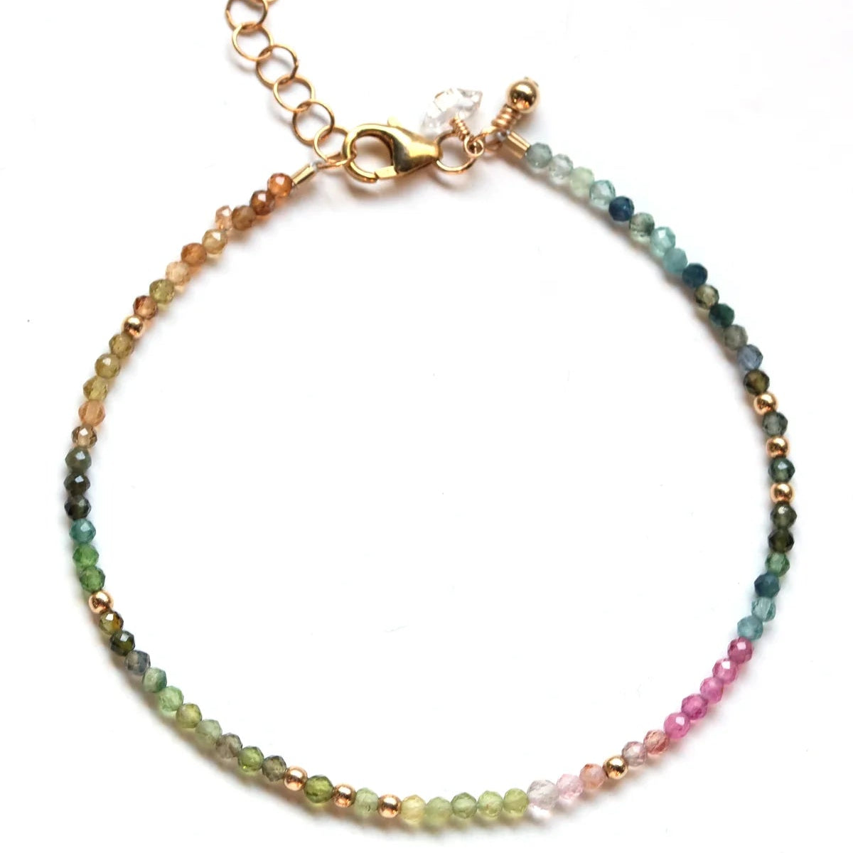 Rainbow Tourmaline Charm Bracelet